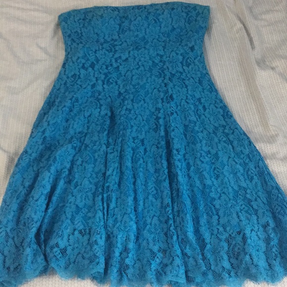 Blue strapless dress - Picture 2 of 2
